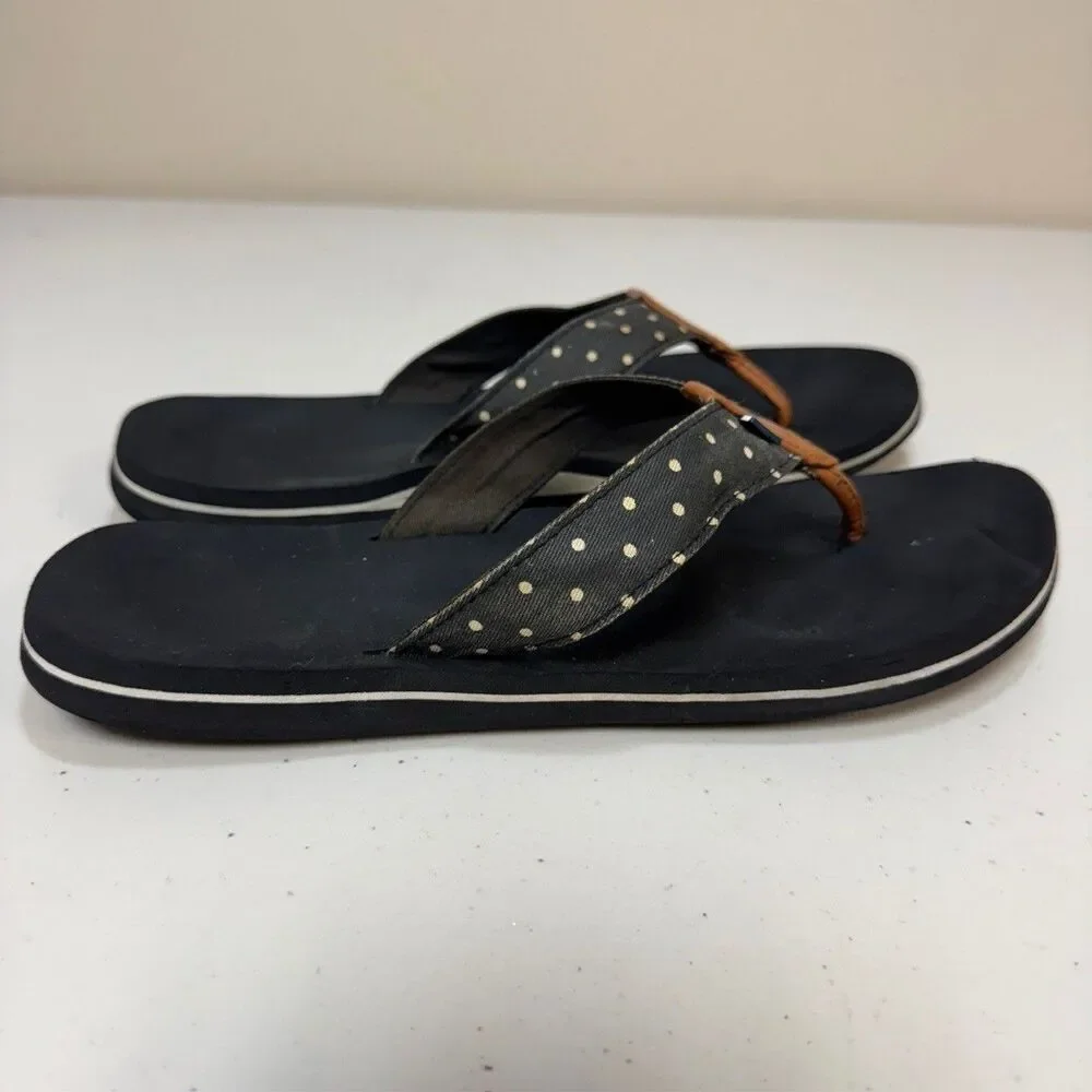Tommy Hilfiger Black Sandals Womens 8 Flip Flop Thong Polka Dot Logo Classic